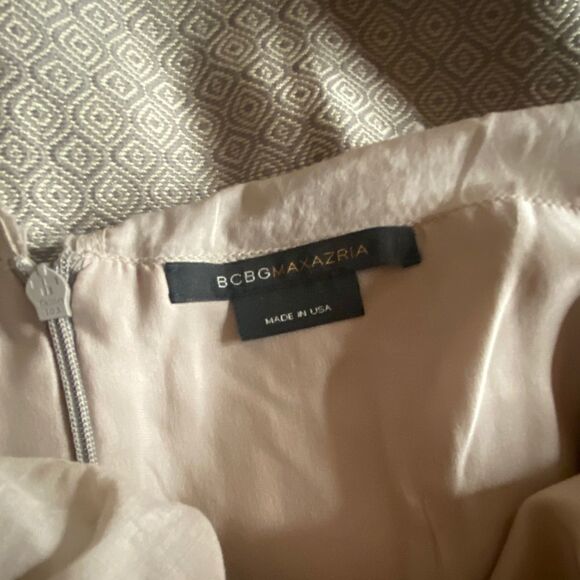 BCBGMaxAzria Nude Shoulder Pleated Dress - Picture 3 of 15